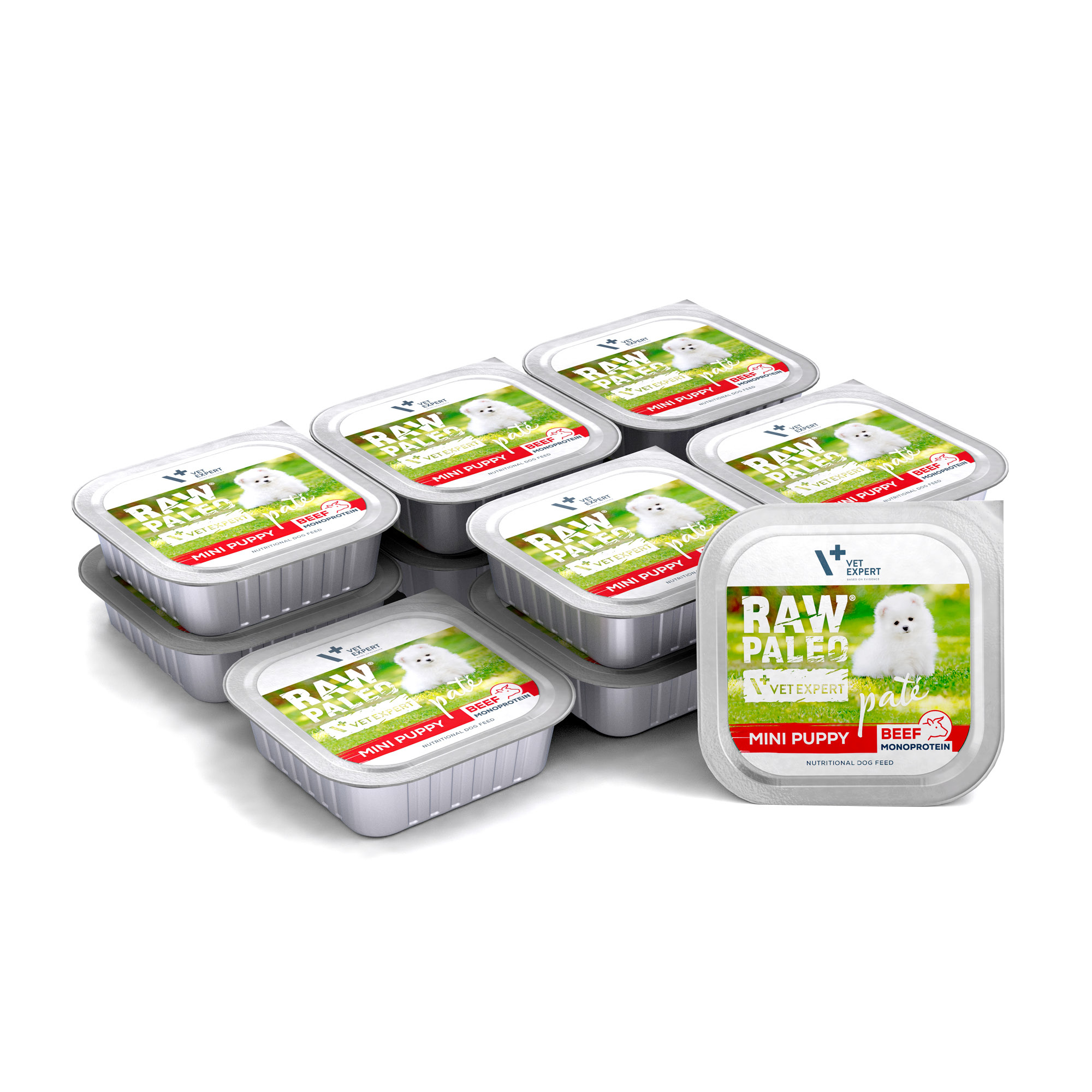 Beef Mini Puppy | RAW PALEO Pate | 12x150g | Mokra karma dla szczeniąt ras małych monoproteina z wołowiną