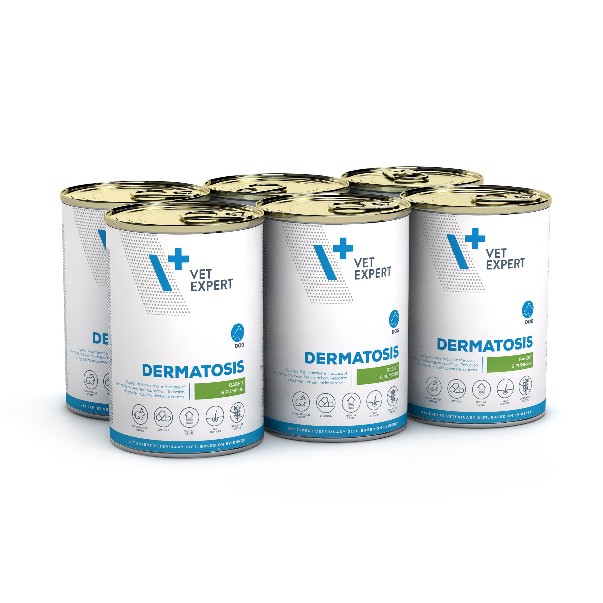 VET EXPERT DERMATOSIS RABBIT&PUMPKIN 6x400g - mokra karma weterynaryjna dla psów