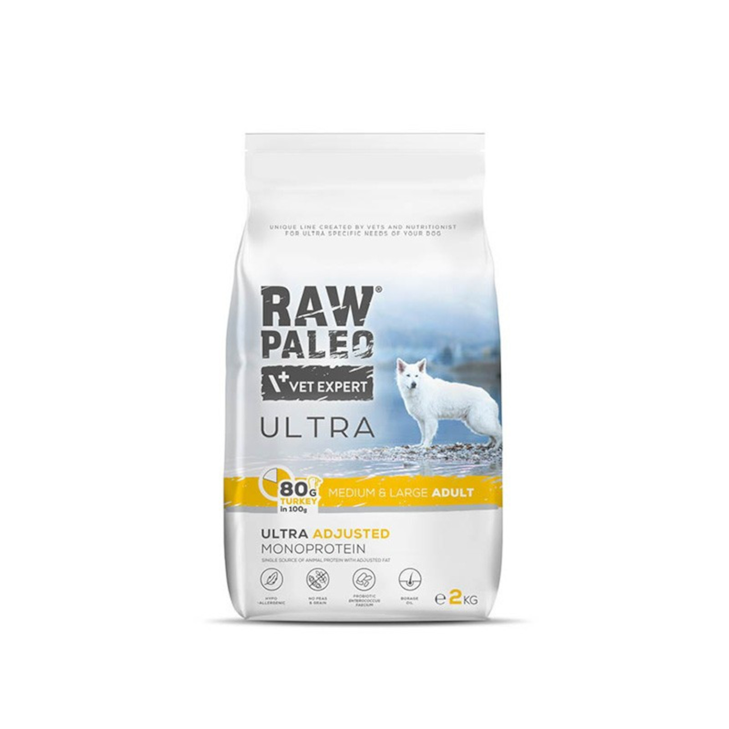 Turkey Adult Medium & Large | RAW PALEO Ultra | 2kg | Sucha karma z indykiem dla psów ras średnich i dużych
