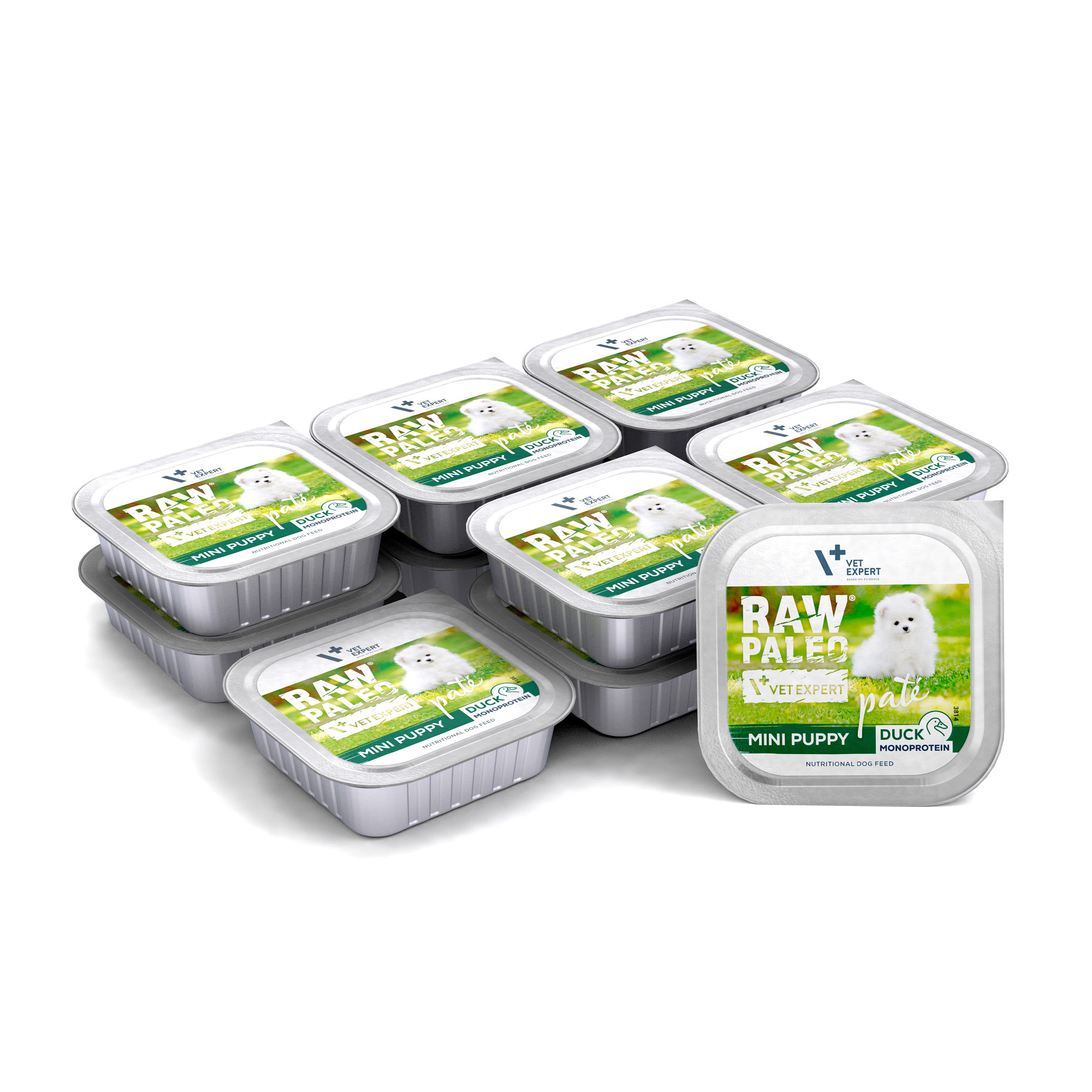 RAW PALEO DUCK PATE MINI PUPPY 12x150g - mokra karma dla szczeniąt - kaczka