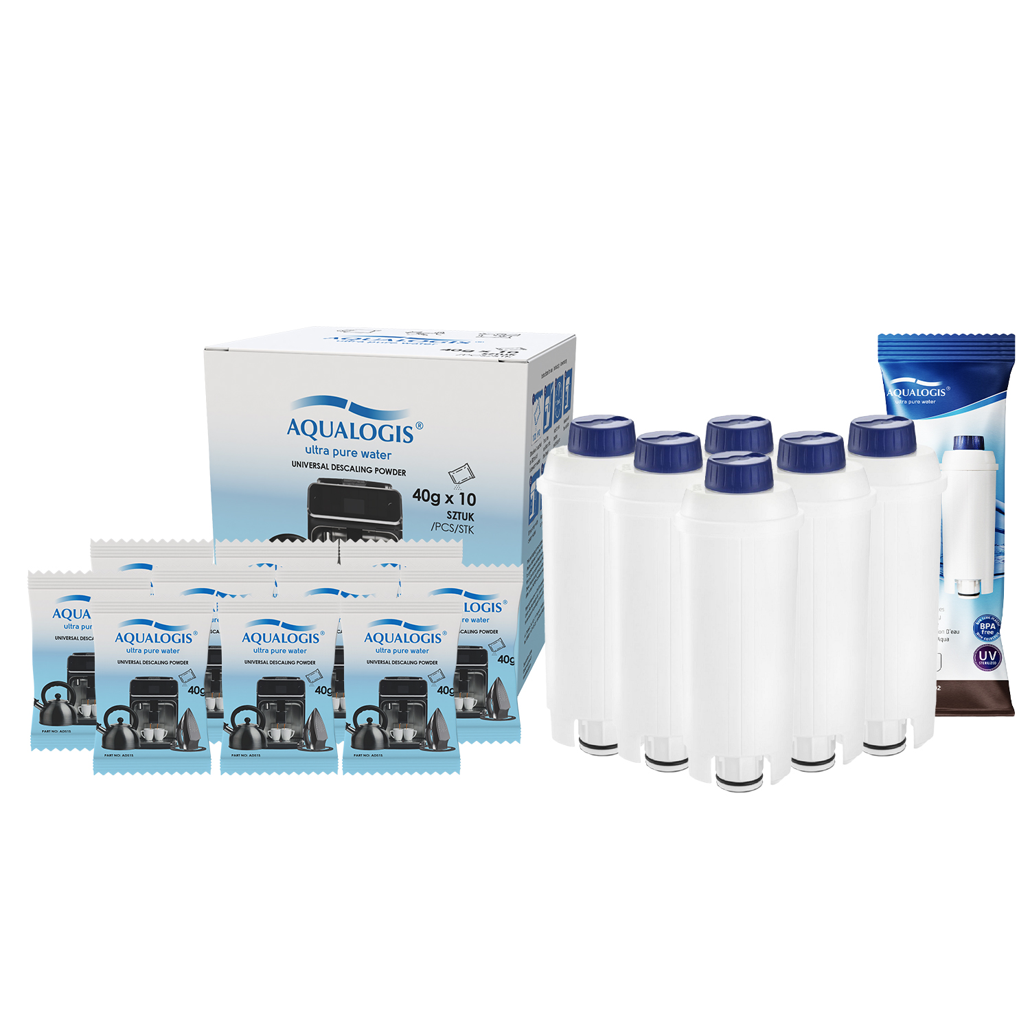 Zestaw do konserwacji ekspresu Delonghi DLSC002 Filtr AL-S002 x6 + Odkamieniacz 10 szt