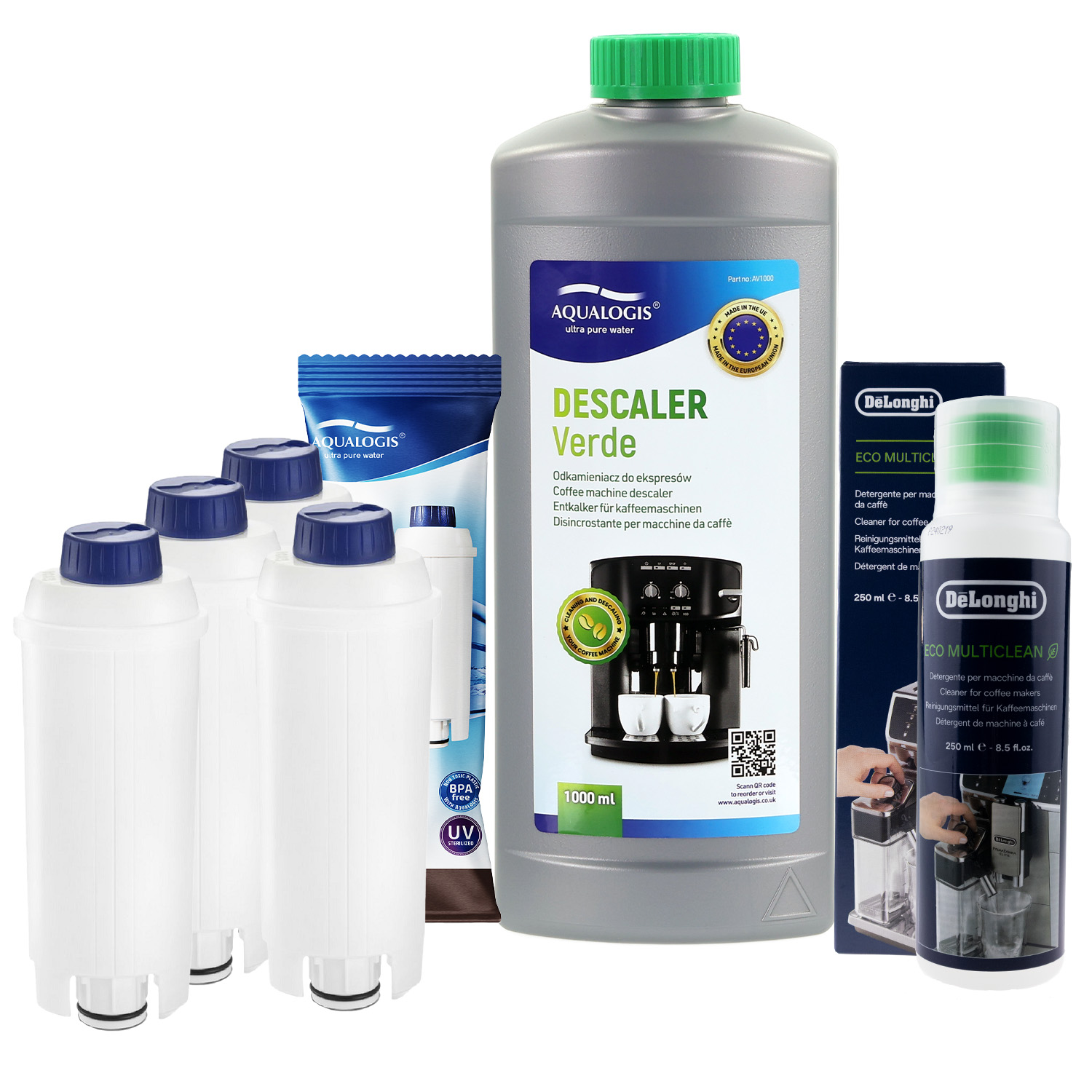 4x Filtr Do Ekspresu Delonghi AL-S002 + SER3013 250ml + Odkamieniacz 1L