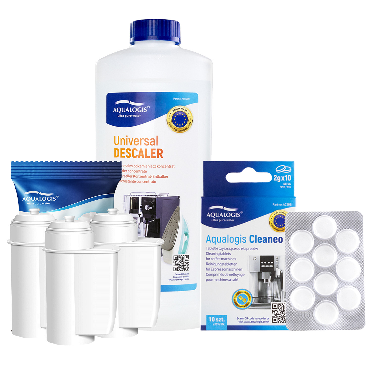 3x Filtr Wody Al-Inte Do Ekspresu Bosch+Uniwersalny Odkamieniacz 1L+Cleaneo