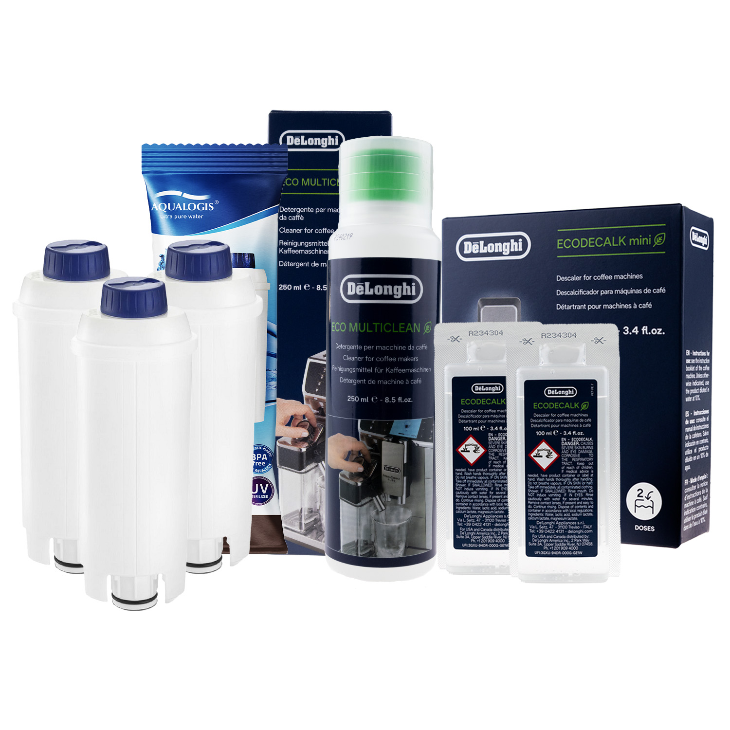 3x Filtr Do Ekspresu Delonghi AL-S002 + EcoDecalk 200ml + SER3013 250ml