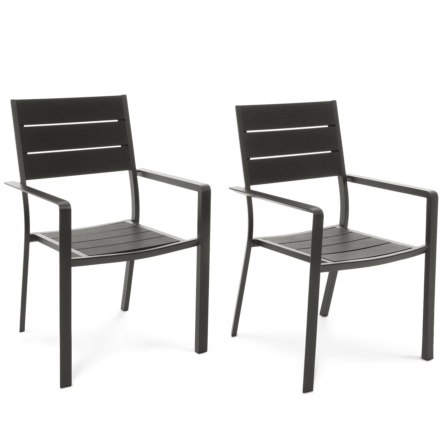 2er Set Gartenstühle Teri - Schwarz