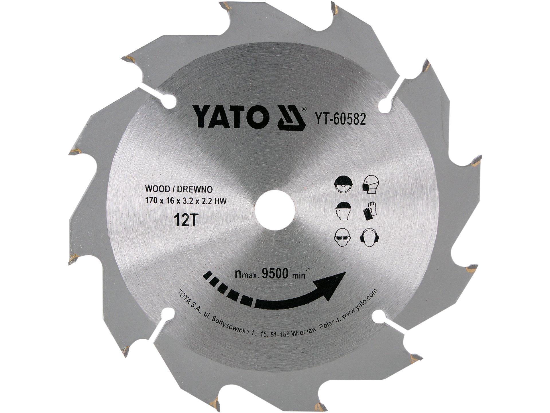 Tarcza widiowa YATO 170x16mm do drewna 12 zębów tnąca piła YT-60582