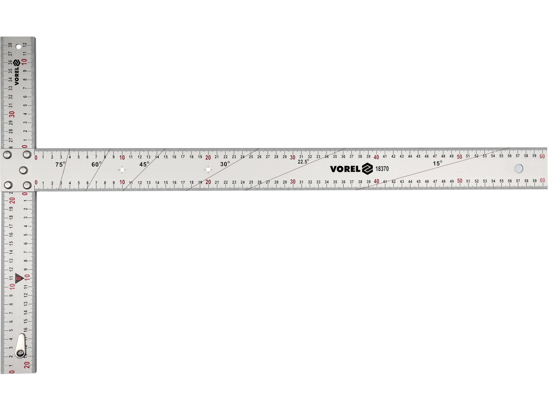 Kątownik aluminiowy VOREL 600mm budowlany typ T z podziałką 18370