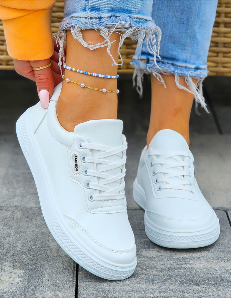 Białe Trampki Buty Sportowe Ze Skóry Fasion New
