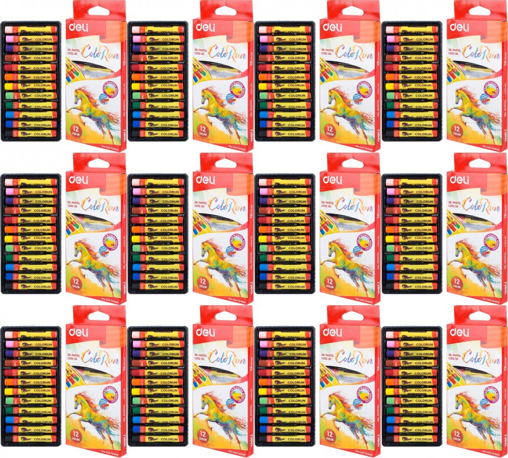 Pastele olejne Deli Colorun, 12 szt., mix kolorów