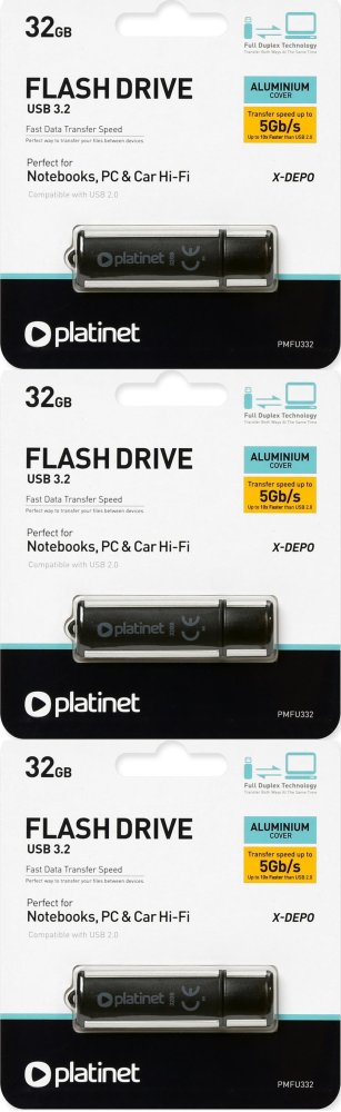 Pendrive Platinet X-Depo 32GB USB 3.2, czarny