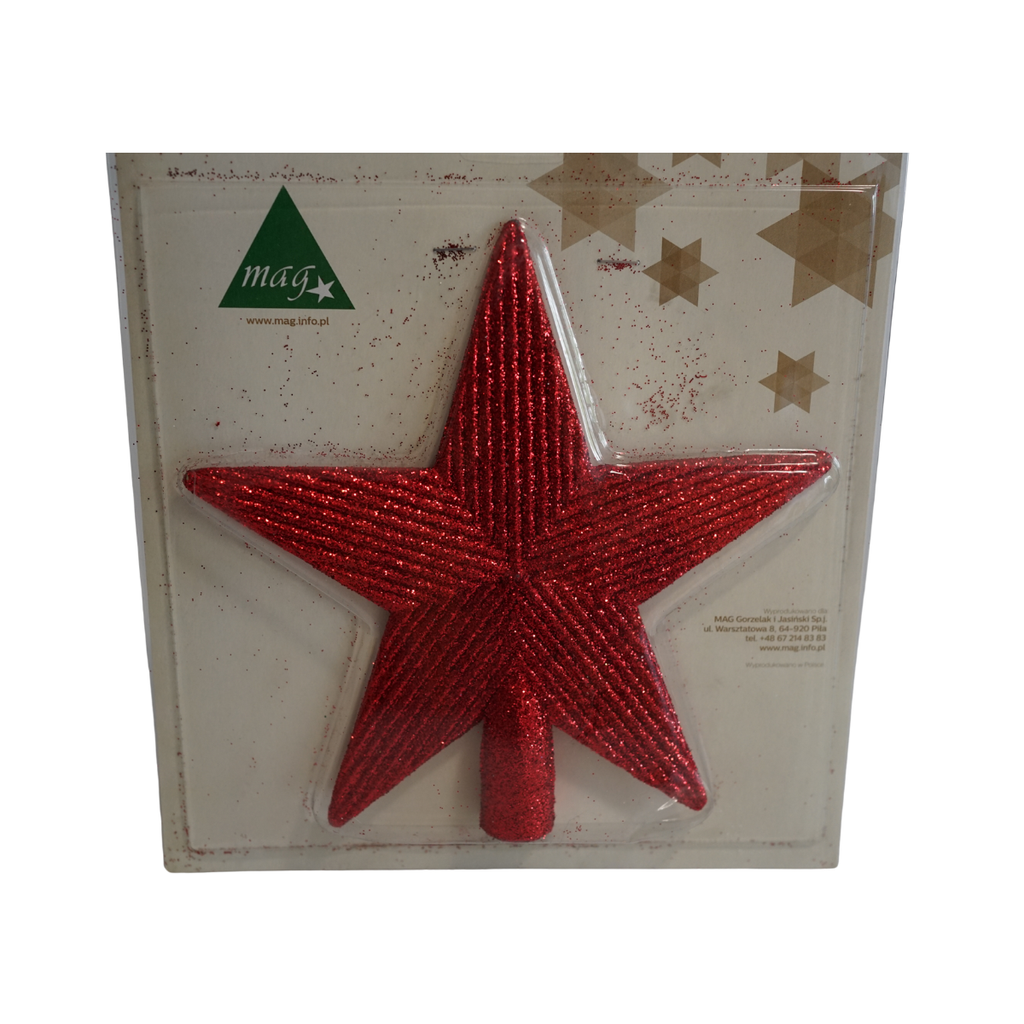 Czub Gwiazda duża brokatowa czerwona 20 cm