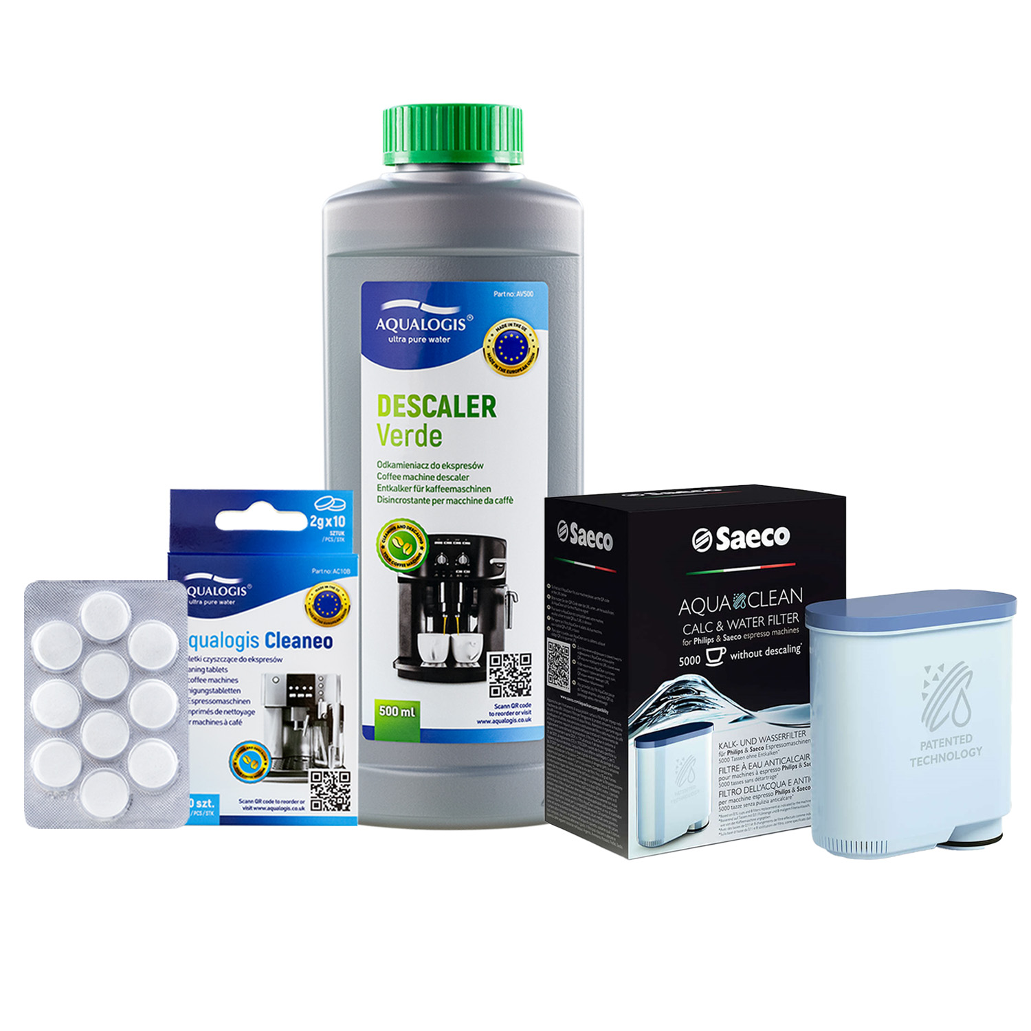 Philips Saeco Gaggia CA6705/10 Środek do czyszczenia obwodu mleka + 2 Filtry AL-Inte+ Odkamieniacz 500 ml