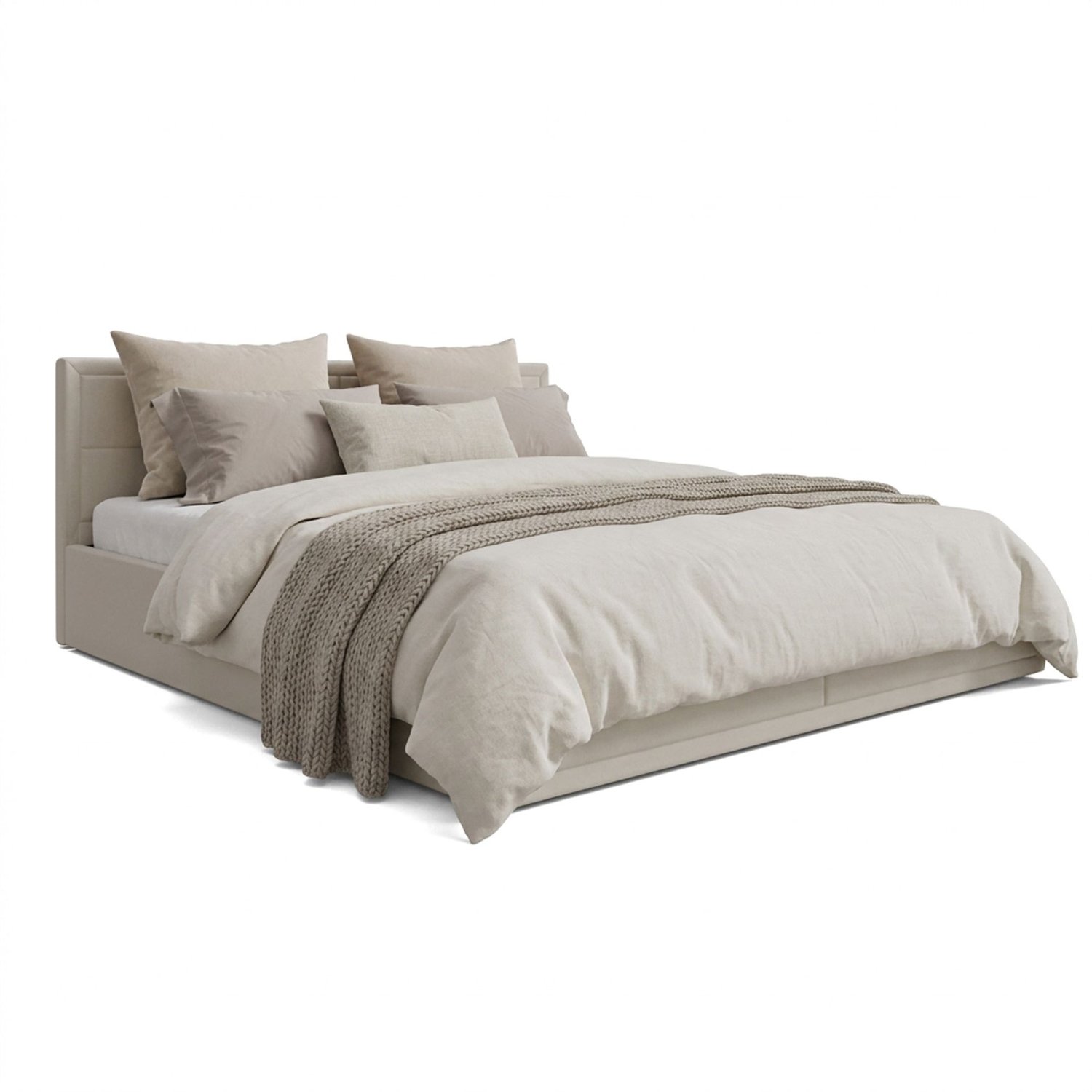 Polsterbett mit Bettkasten Marco 180 × 200 cm - hellbeige